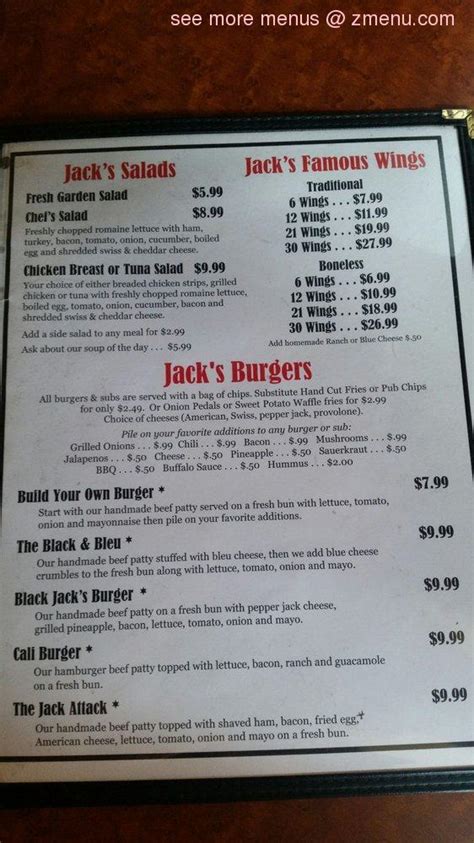 Blackjacks West Jefferson Nc Menu