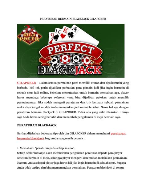 Peraturan Principal Blackjack